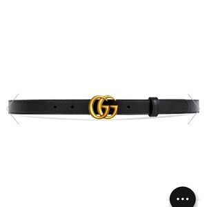 Gucci slim black leather belt, size 75